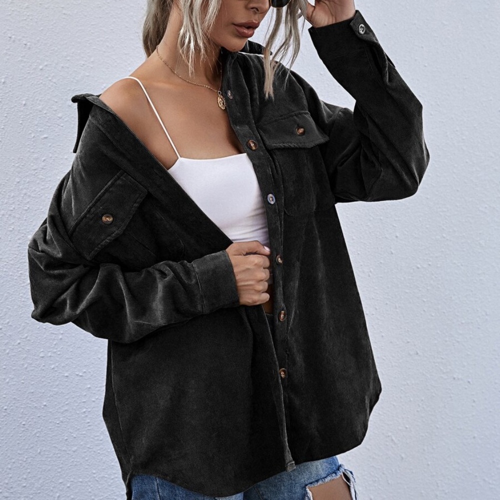 Boyfriend fit oversized shacket jacket corduroy - Picture 11 of 14